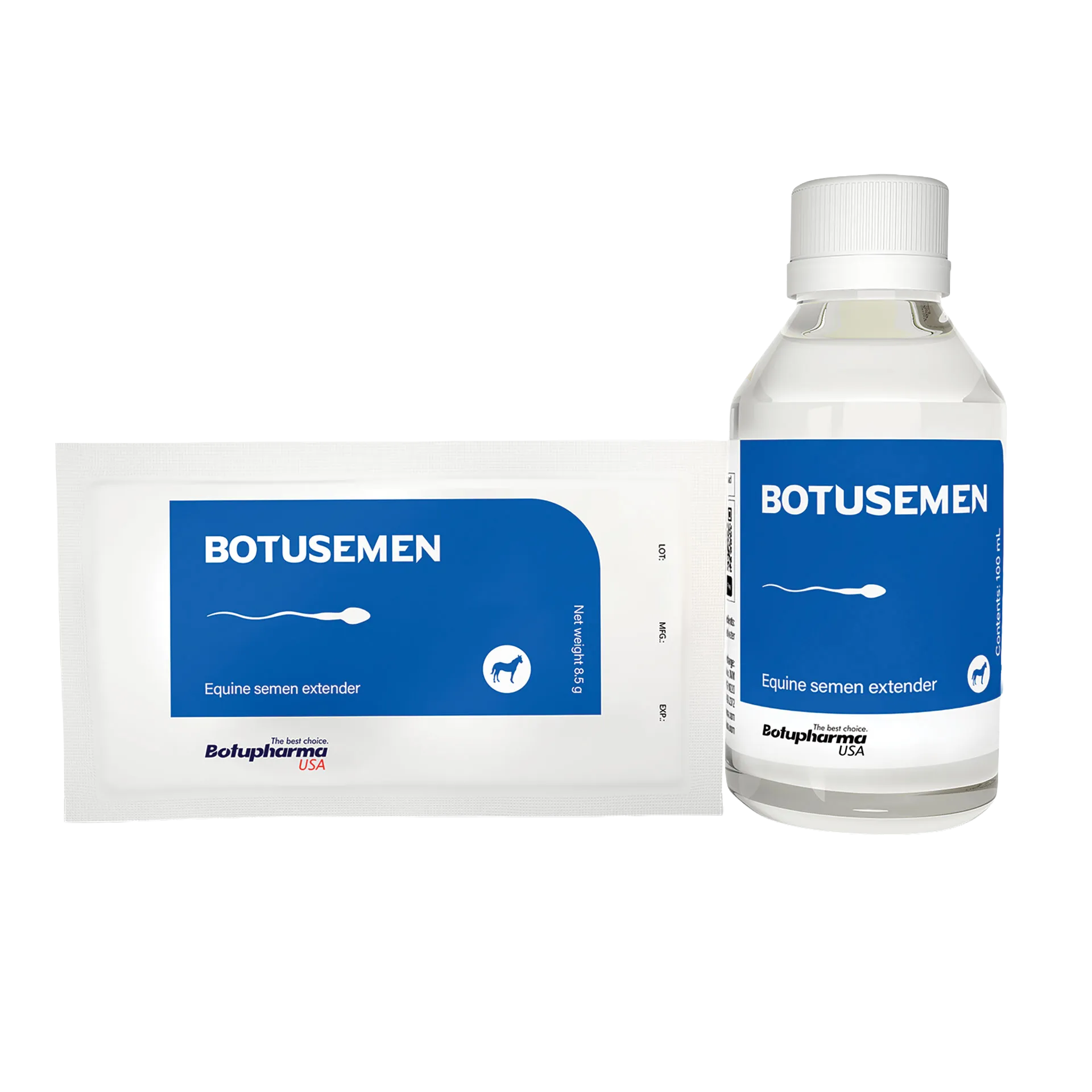BotuSemen Standard,"Bottle and sealed pouch with blue labels"