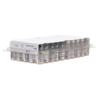 TruFel™ HCP+CH-FELV (Feloguard Plus 4 + LvK),"Tray of small labeled vials under clear plastic cover"