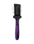 Mini Slicker Brush,"Black slicker brush with purple grip and angled wire bristles"