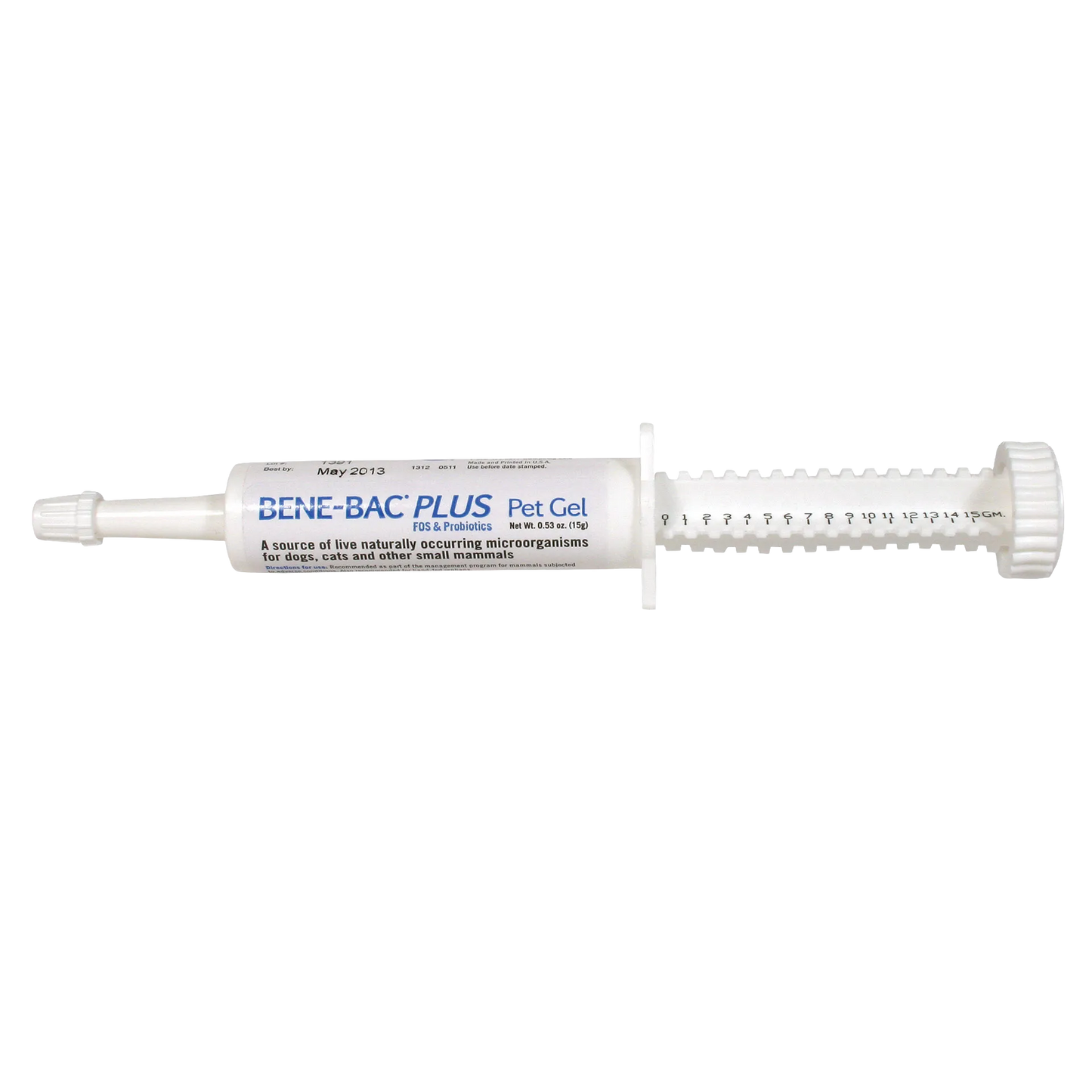 Bene-Bac® Plus,"White oral gel syringe with plunger and dosing marks"