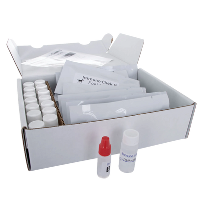 IgG Immunocheck,"Open test kit box with vials and foil packets"