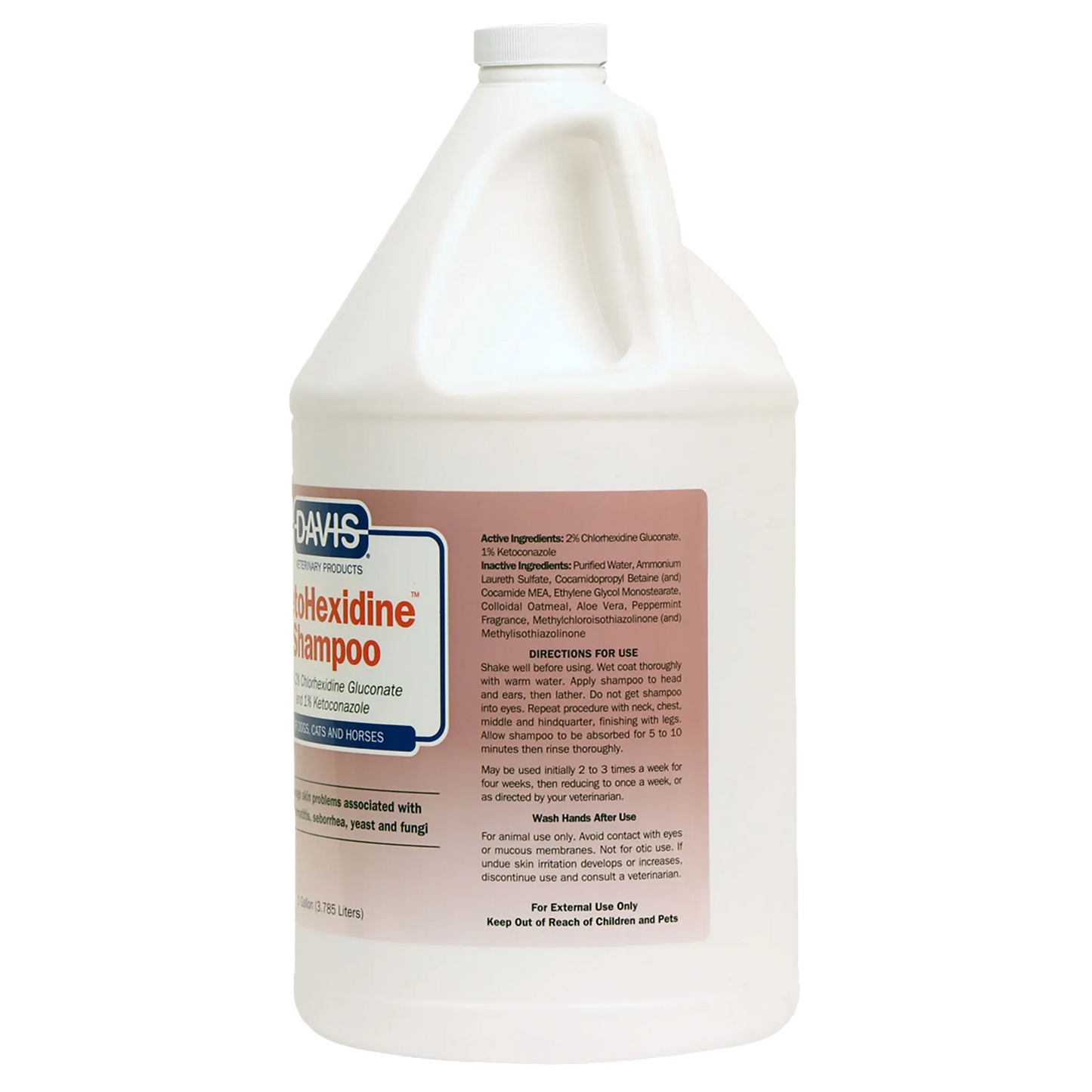Ketohexidine Shampoo,"White gallon shampoo jug with handle and front label"
