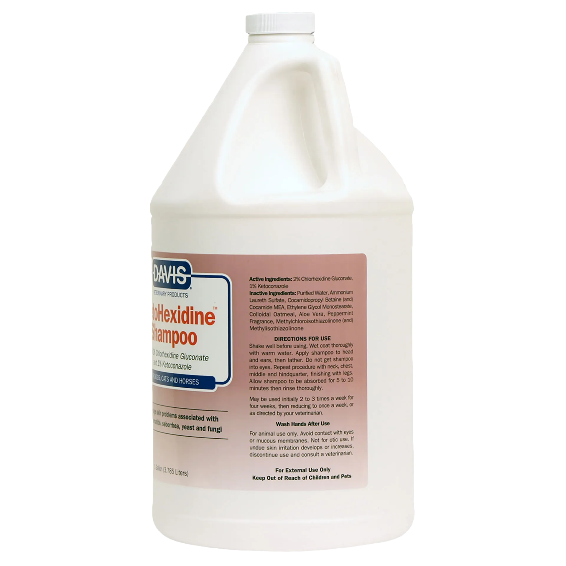 Ketohexidine Shampoo,"White gallon shampoo jug with handle and front label"