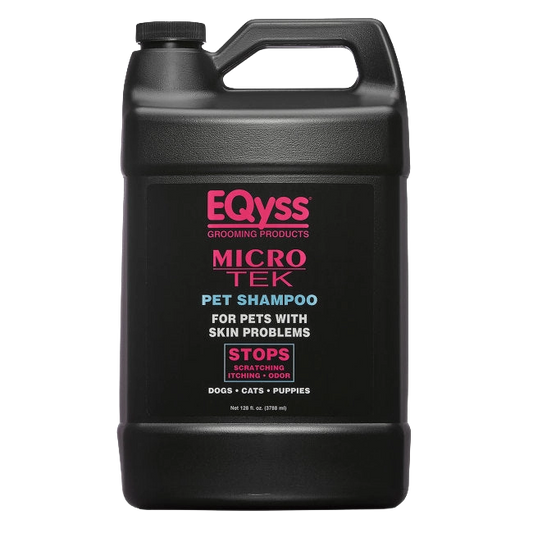 Micro-Tek Pet Shampoo,"Black gallon jug with handle and front label"