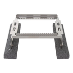 Floating Straw Rack,"Metal rack stand with two black foam side supports"