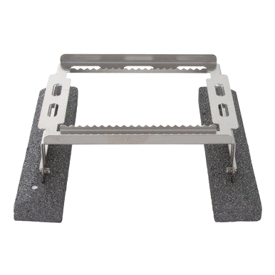 Floating Straw Rack,"Metal rack stand with two black foam side supports"