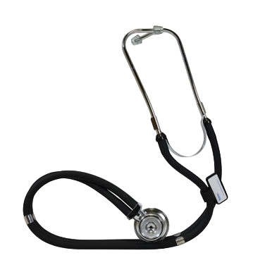 Sprague Rappaport Stethoscope,"Black stethoscope with silver chestpiece and eartips"