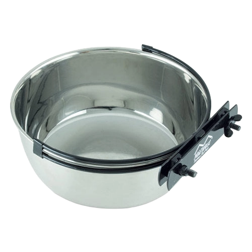 Snapy Fit Water & Feed Bowl,"Stainless steel bowl with black clamp mount"