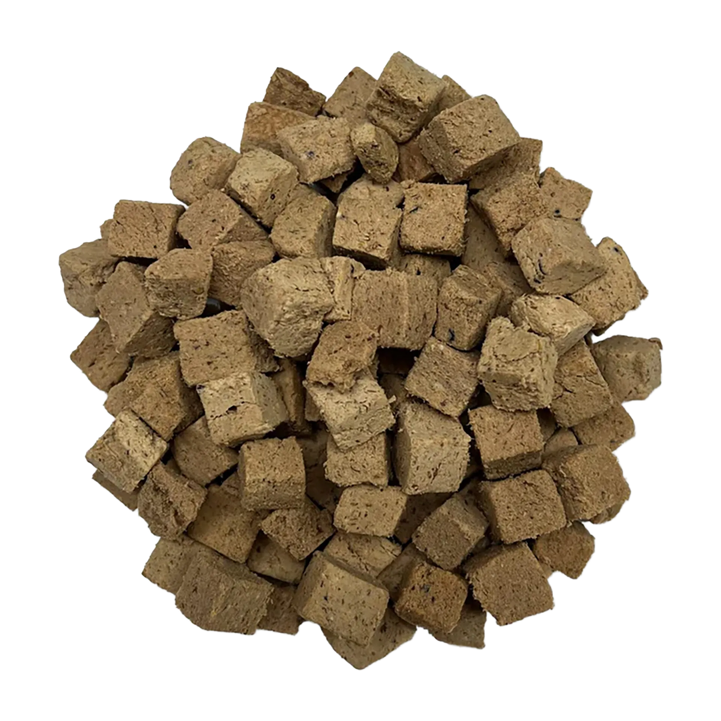 Adventure Fuel: Freeze-Dried Raw Dog Food,"Pile of brown freeze-dried dog food cubes"