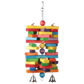 Woodpile,"Hanging multicolor wood block bird toy with bells"