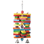 Woodpile,"Hanging multicolor wood block bird toy with bells"