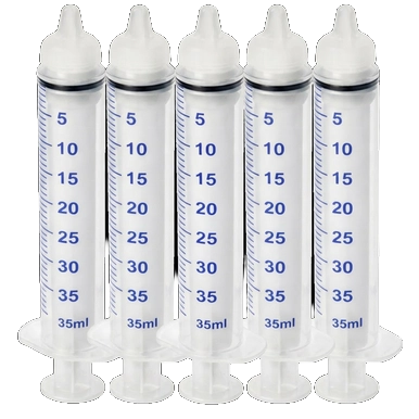 Puppywamer Latchons Syringe Nipple Feeders,"Five clear feeding syringes with white nipple tips"