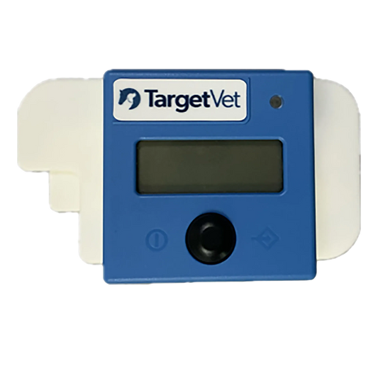 Equine Blue Cube Reader Plus,"Blue handheld reader with screen and black circular sensor"