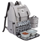 Ultimate Week Away Backpack,"Gray backpack with two storage containers and collapsible pet bowls"