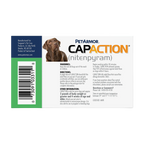 CapAction®,"Back of product box with dog image and barcode"
