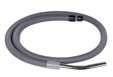 Electro-Groom Vacuum Professional Groomer & Blower,"Coiled gray vacuum hose with metal nozzle attachment"