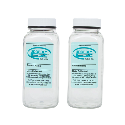 Udderly EZ Horse Milker,"Two clear collection bottles with white screw caps"