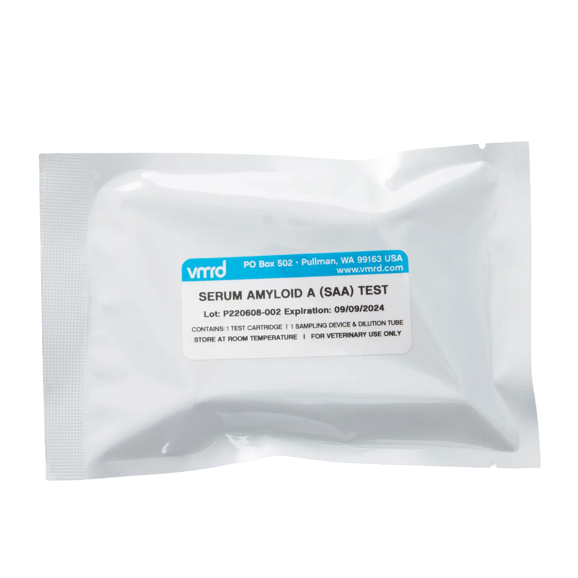 Serum Amyloid A Test (SAA Test Kit),"Sealed white foil pouch with front label"