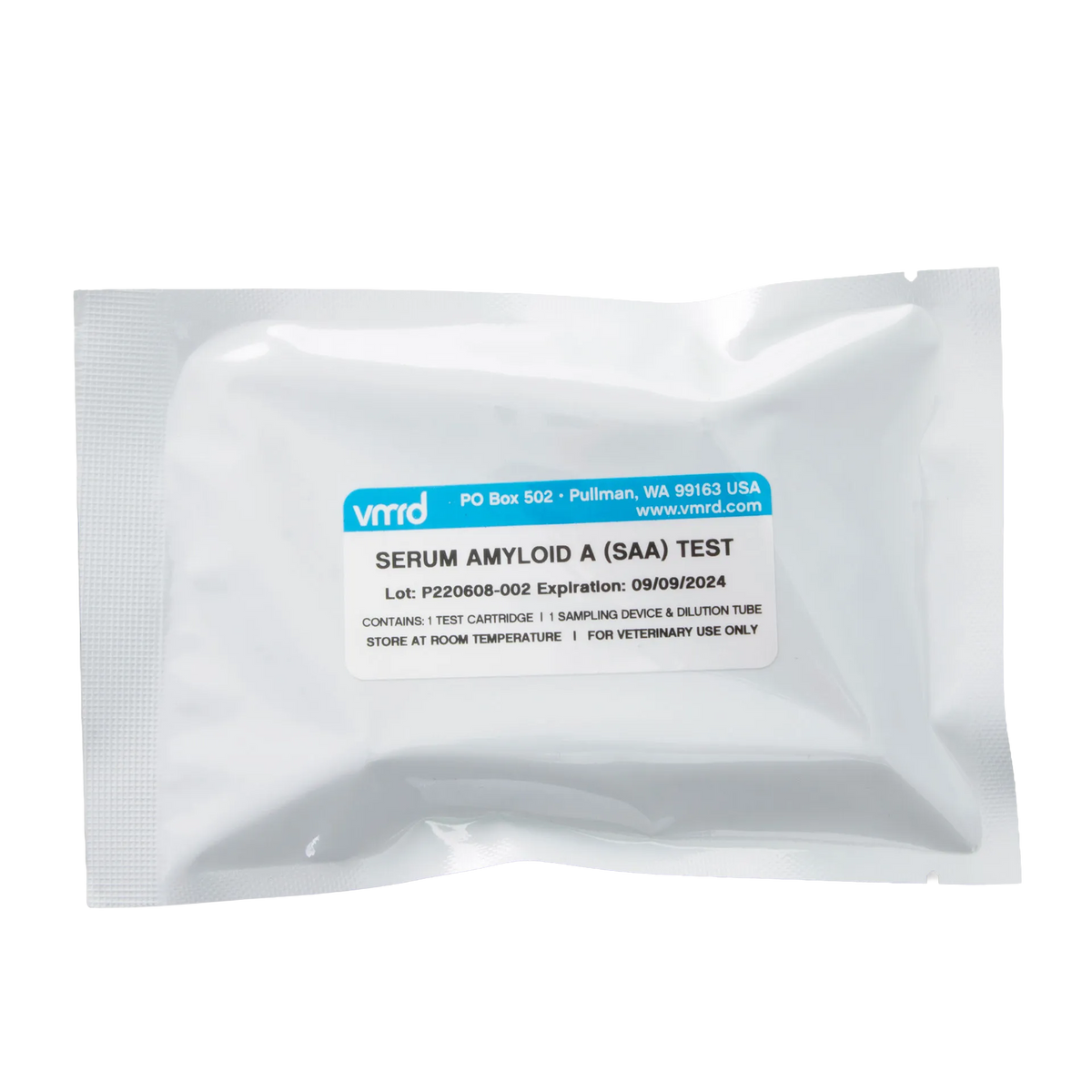 Serum Amyloid A Test (SAA Test Kit),"Sealed white foil pouch with front label"
