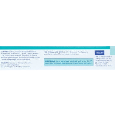 C.E.T.® Enzymatic Toothpaste,"Side view of toothpaste box with directions panel"