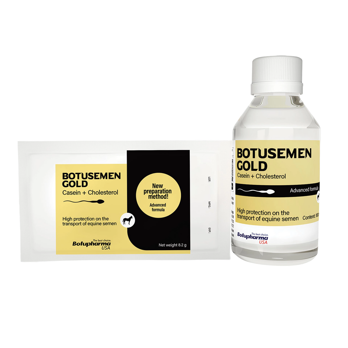 BotuSemen Gold,"Bottle and sealed packet with yellow and black labels"