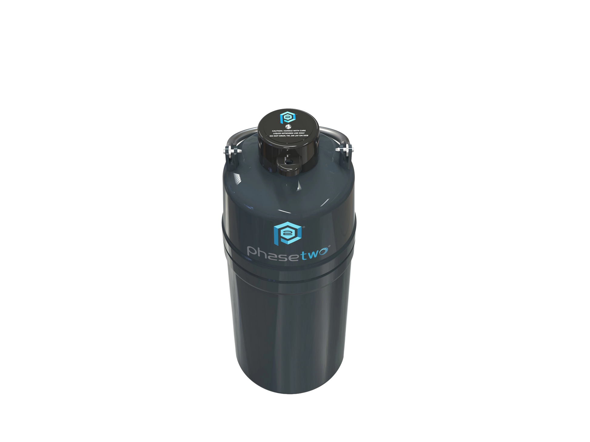 CRYOCOURIER, Vapor Shipper,"Black cylindrical shipper with top cap and side brackets"