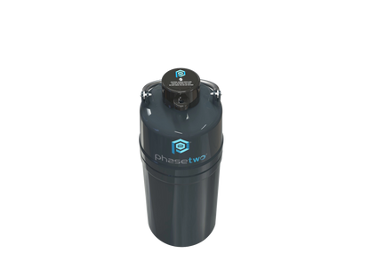 CRYOCOURIER, Vapor Shipper,"Black cylindrical shipper with top cap and side brackets"