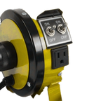 K-9 I Dog Dryer,"Close-up of yellow dryer body with two toggle switches and outlet"