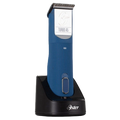 Oster® Cordless Turbo A5® Clipper,"Blue cordless clipper in black charging base"