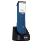 Oster® Cordless Turbo A5® Clipper,"Blue cordless clipper in black charging base"