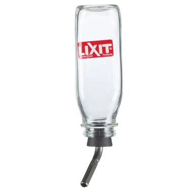 Lixit® Bird Deluxe Glass Water Bottle,"Clear glass bottle with metal drinking tube"