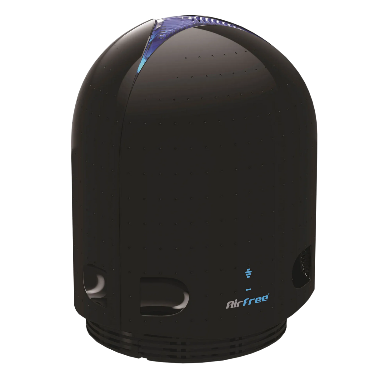 Airfree® Air Purifier,"Black dome-shaped purifier with blue vented top"