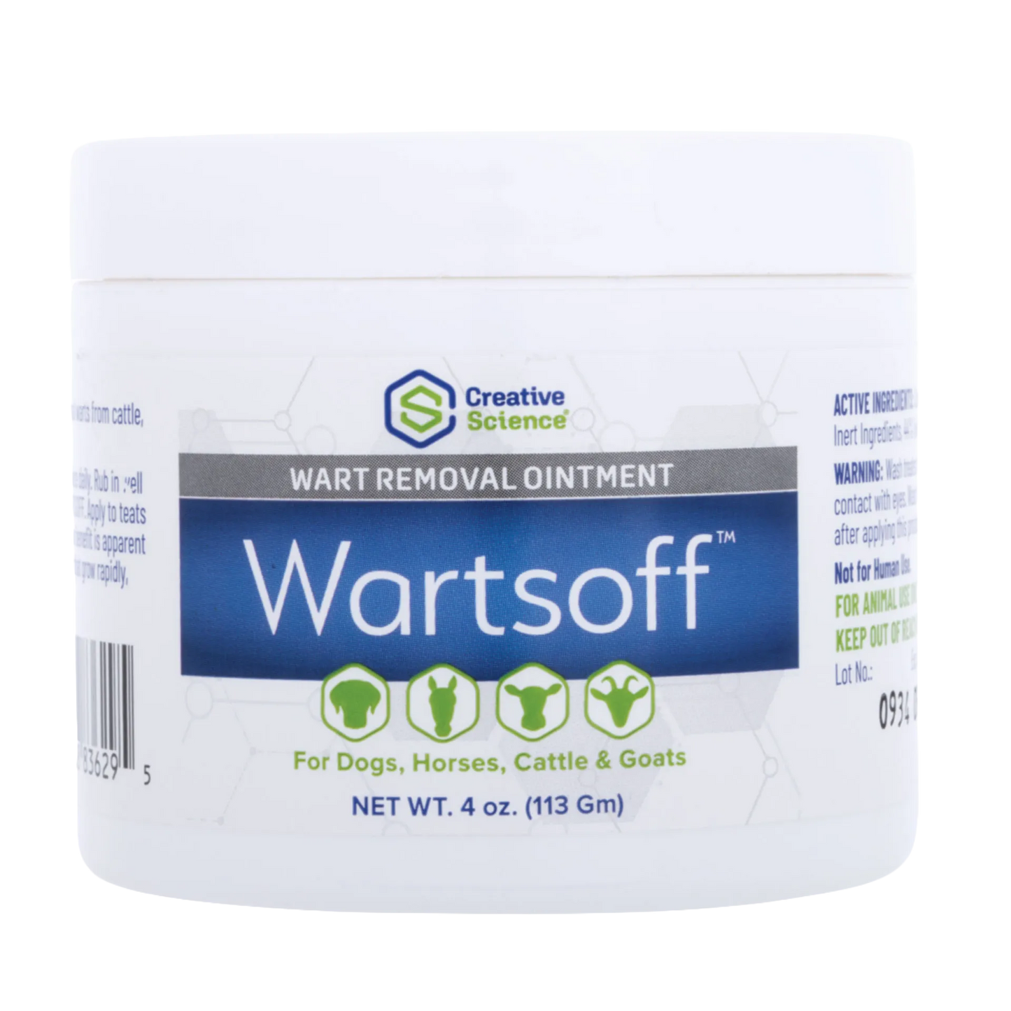 Wartsoff™,"White ointment jar with screw-top lid, front label view"