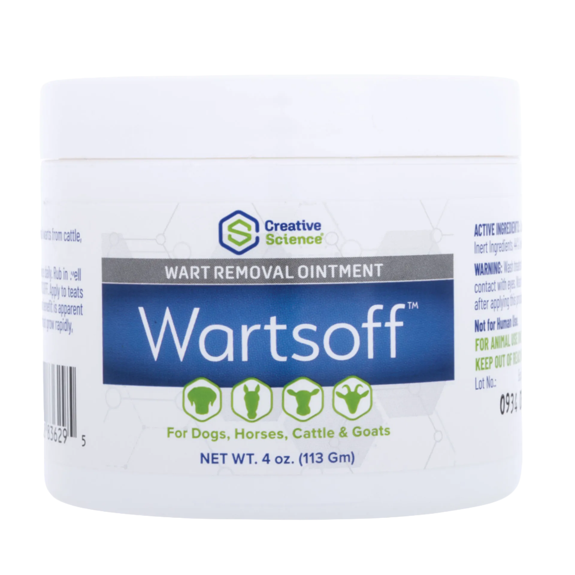 Wartsoff™,"White ointment jar with screw-top lid, front label view"