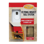 Country Vet Automatic Flying Insect Kill System,"Boxed dispenser with white automatic sprayer and aerosol can"