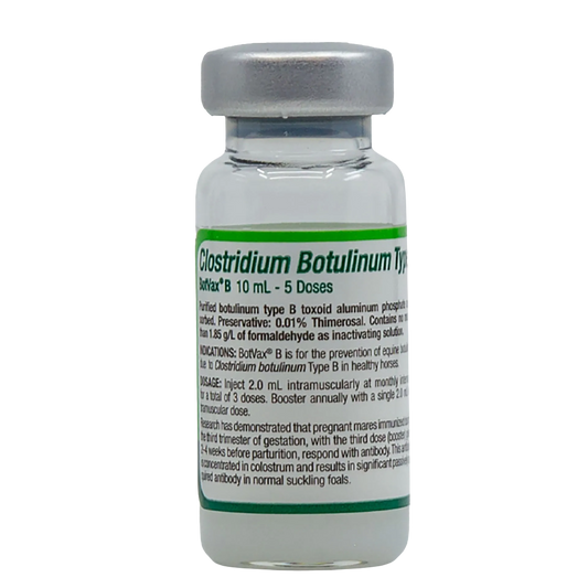 BotVax® B,"Glass vial with silver cap and white label"