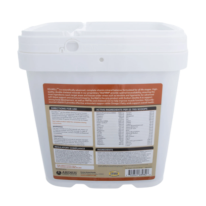 Eq-Well™,"White plastic tub with snap lid and back label"
