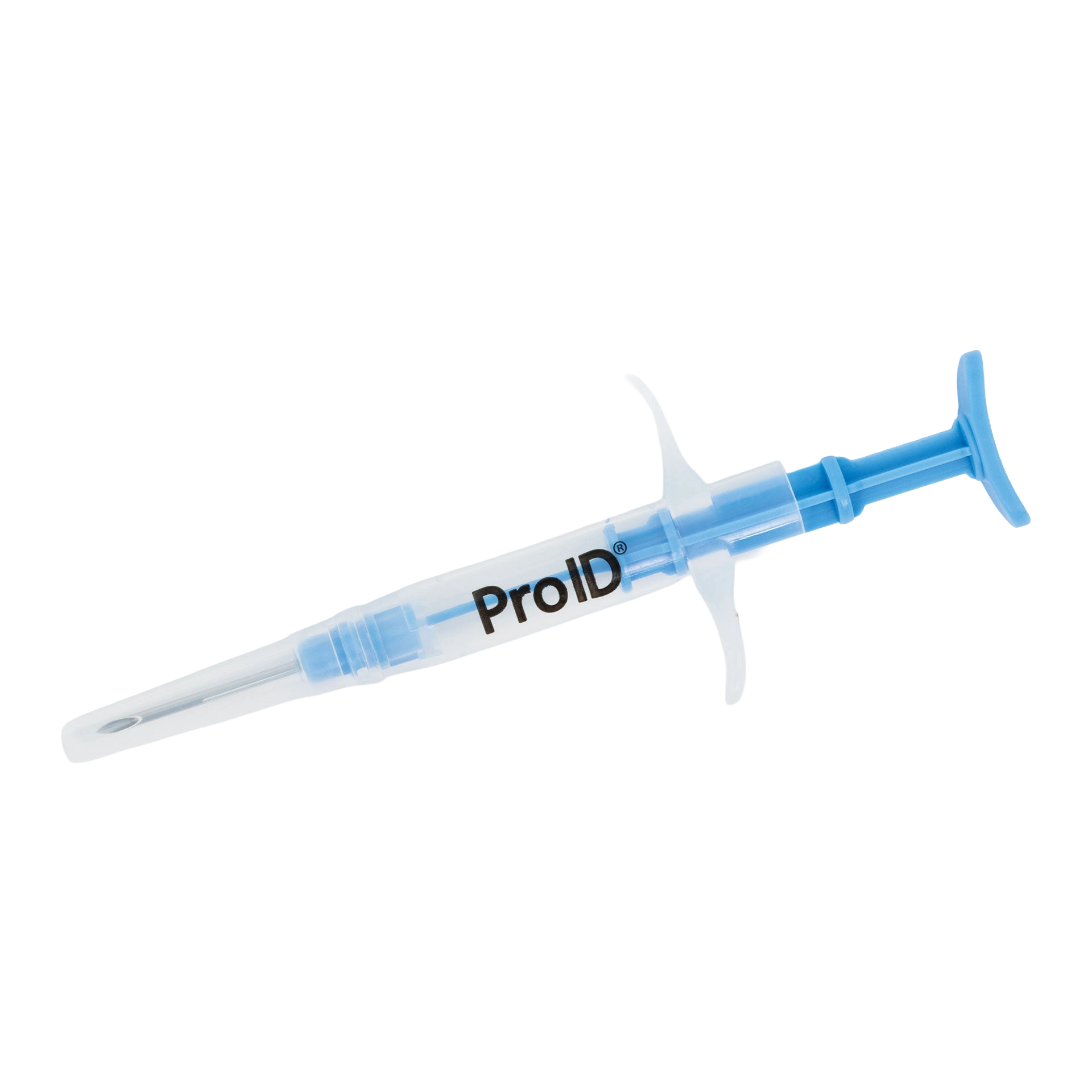ProID® ISO Microchips,"Blue syringe-style microchip injector with needle"