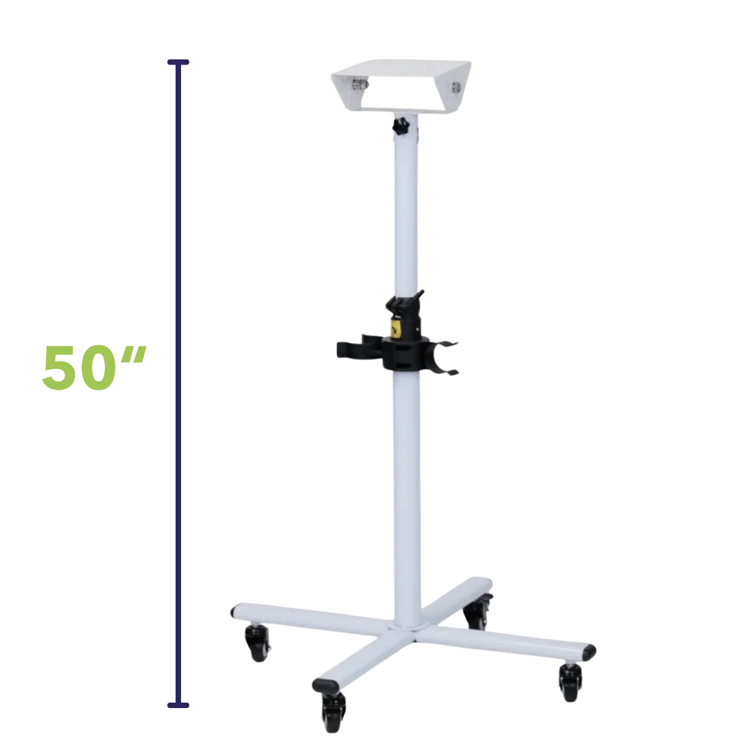 Movable Dryer Stand for Duo-Surge Dryer by Waggz,"White rolling stand with caster base and top bracket"