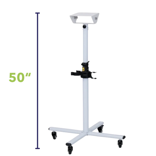 Movable Dryer Stand for Duo-Surge Dryer by Waggz,"White rolling stand with caster base and top bracket"