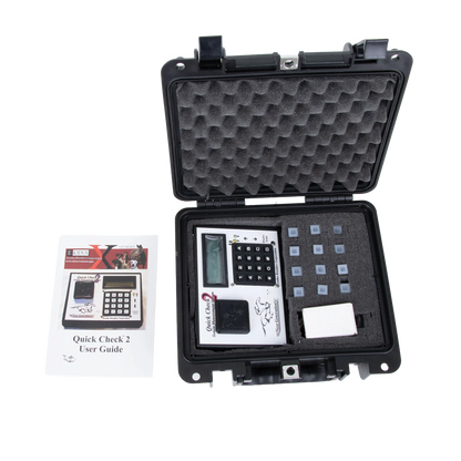 Quick Check Semen Counting System,"Open black carrying case with monitor, inserts, and user guide"