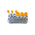 Conical Tube Rack-Blue,"Blue tube rack with six capped conical tubes"
