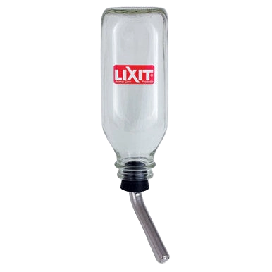 Lixit® Bird Deluxe Glass Water Bottle,"Glass bottle with angled metal drinking tube"
