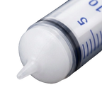Puppywamer Latchons Syringe Nipple Feeders,"Close-up of syringe tip with white nipple feeder"