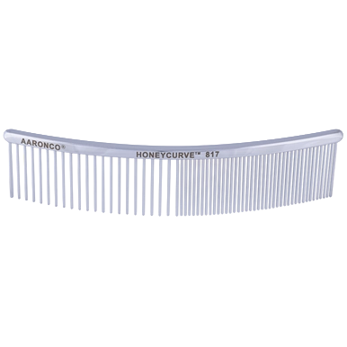 Aaronco 7"" Honeycurve Medium Coarse Comb","Curved white comb with fine teeth"