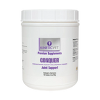 Conquer®,"White plastic supplement tub with screw-top lid"