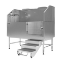 Dog Grooming Stational Tub with Lift-up Door Silver by Waggz,"Elevated grooming tub with ramp and side door"