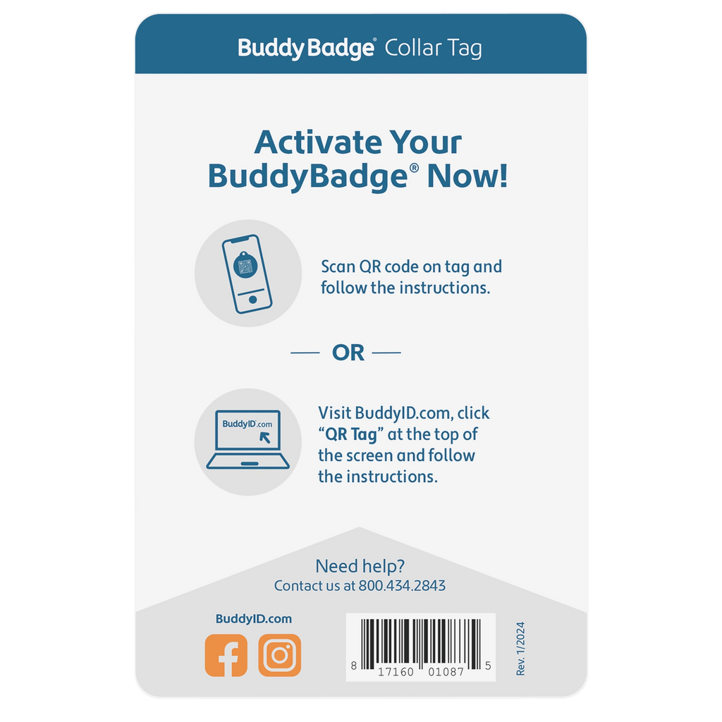 BuddyID® BuddyBadge® Collar Tag with Registration