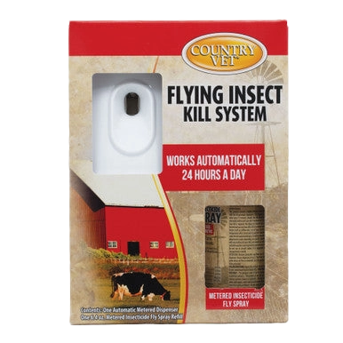 Country Vet Automatic Flying Insect Kill System,"Dispenser with insecticide refill in retail packaging"