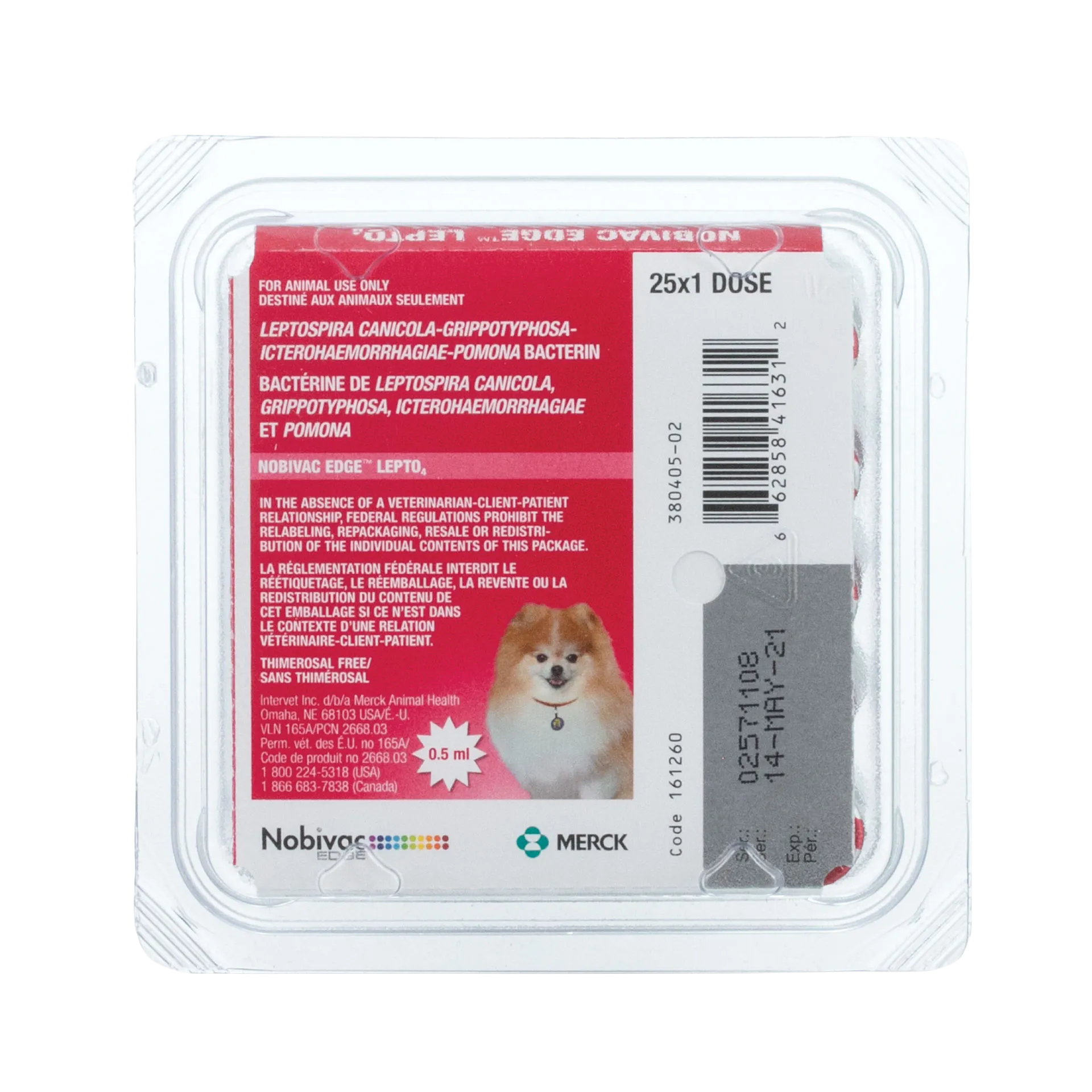 Nobivac® Edge Lepto 4,"Red vaccine blister pack with foil tray"